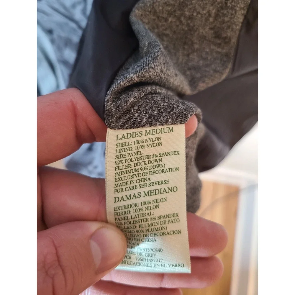 Tangerine Puffy‎ Vest Wm Med Gray Down Lightweight Full Zip Stretch Side Panel